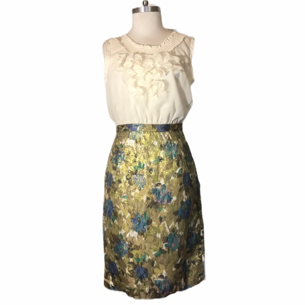 Anthropologie Moulinette Soeurs Metallic Floral  Sheath Dress 4